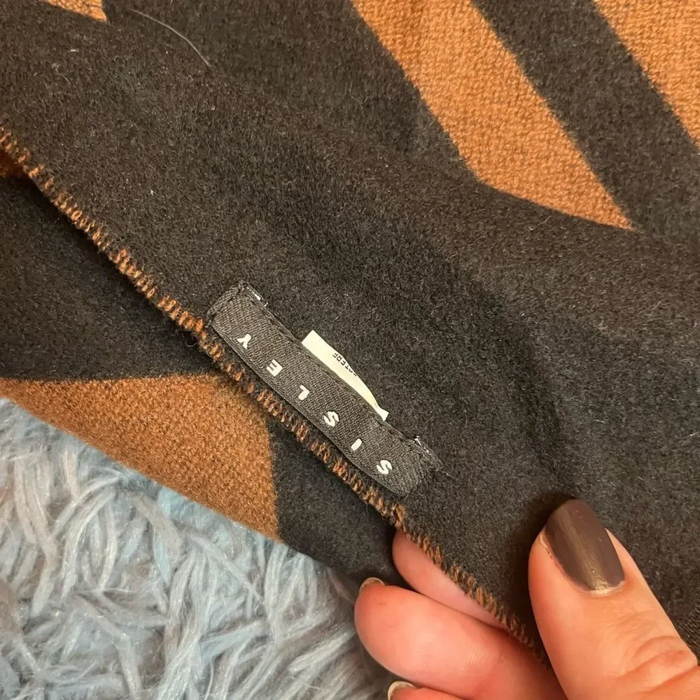 Sisley Brown Black Large Wool Scarf